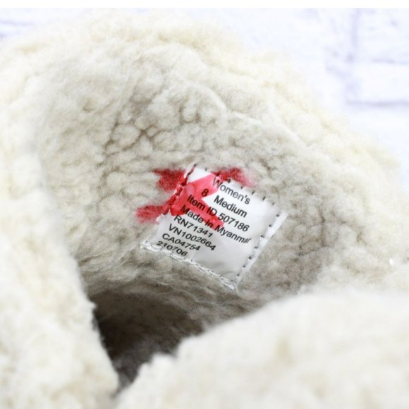 LL Bean Tan Wool Slip On Cozy Pile Fleece Lined Slipper Booties Size 8 M - Picture 8 of 9